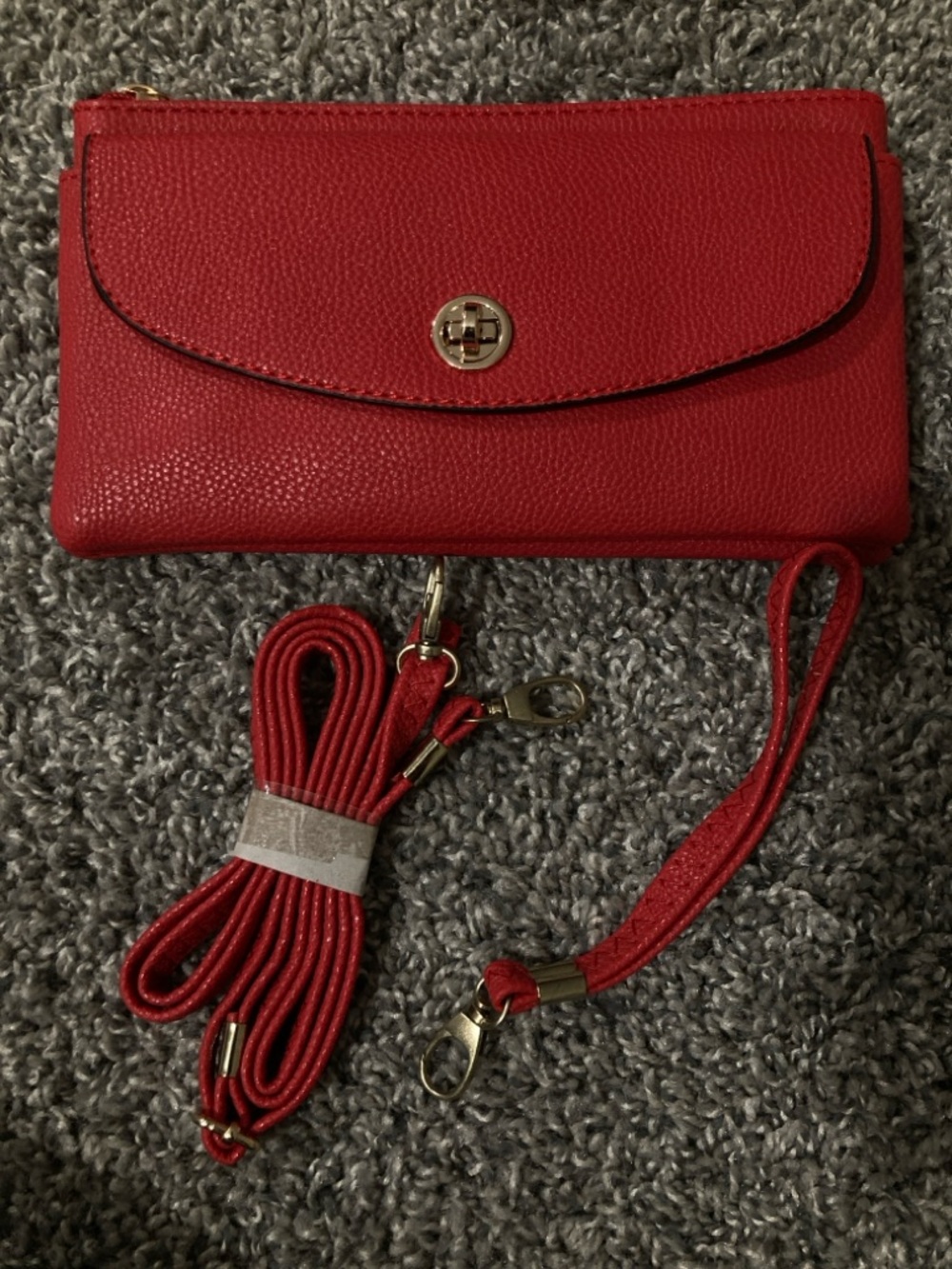 Red Women's Crossbody Wallet - Versatile Red Wristlet and Strap